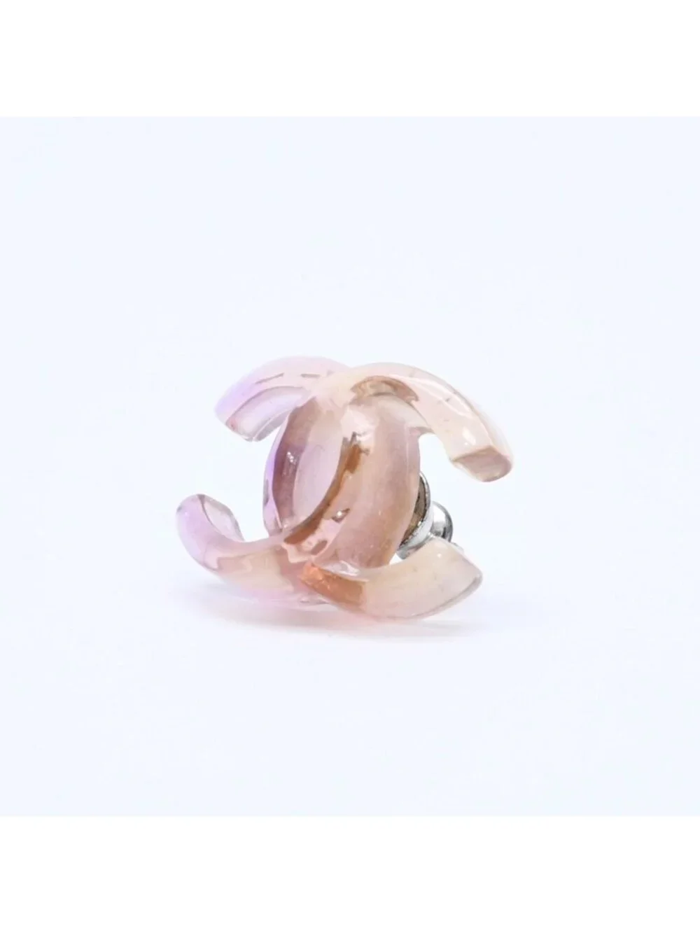 Chanel CC Logo Earrings 02 Resin Metal Purple Brown Gradient